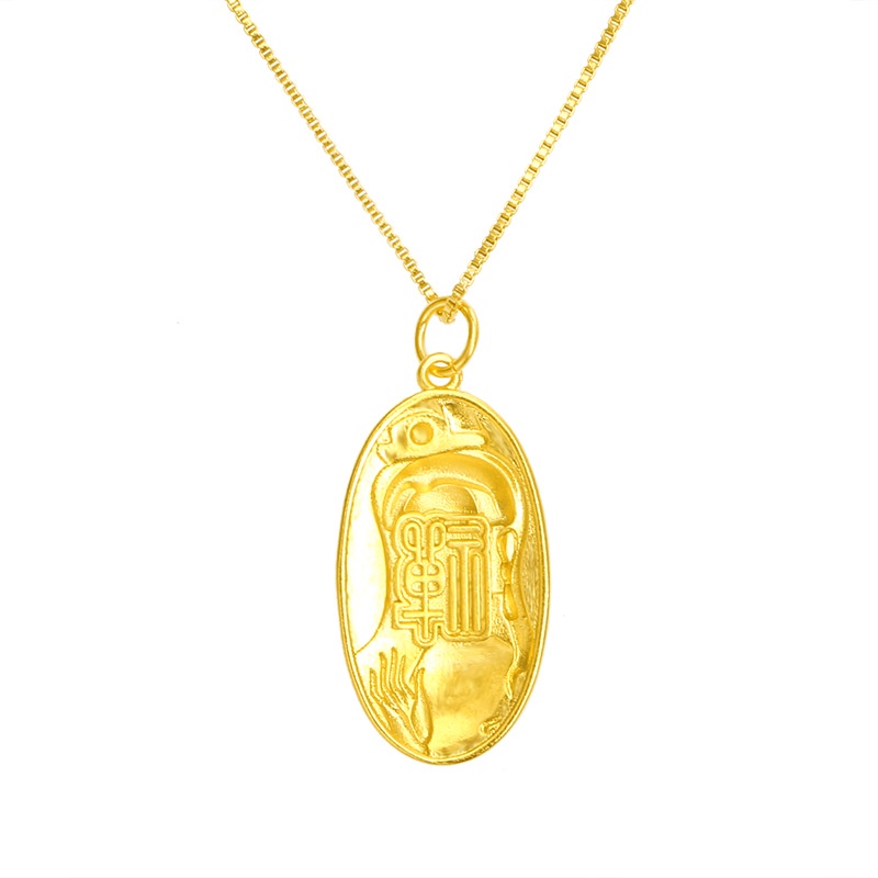 Kalung Liontin Tag Guanyin Gold plated Emas Asli Kadar 375 Gaya Bangkok Untuk Aksesoris Wanita