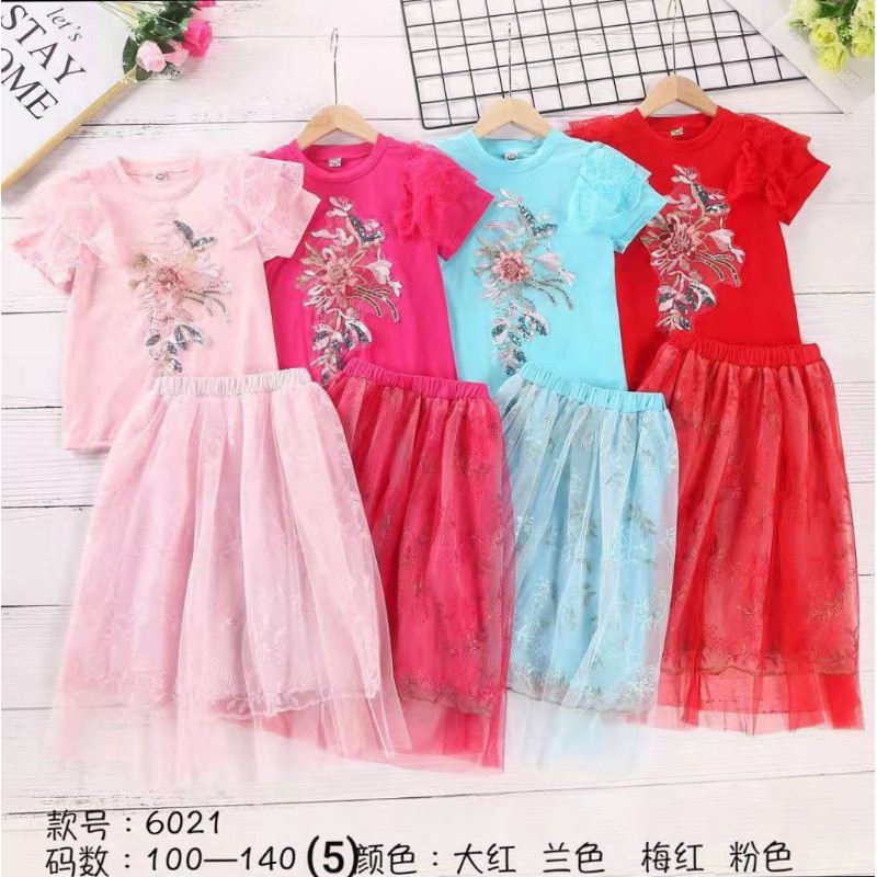 SETELAN ROK TUTU ANAK IMPORT 3-8 TAHUN