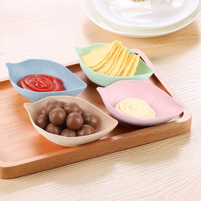 Kitchen Wheat Straw Leaf Shape Spice Snack Plate/Multifunctional Japanese-style Eco-friendly Salt Vinegar Sauce Flavor Seasoning Dish