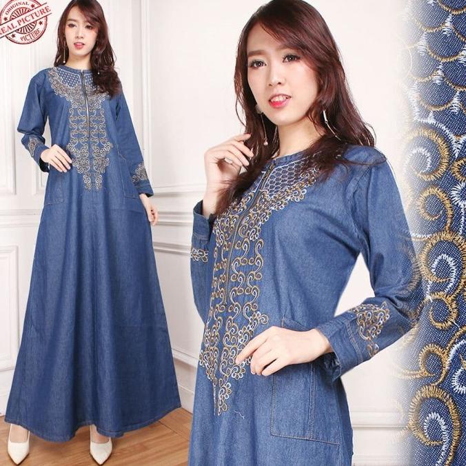 Maxi Dress Jumbo Jeans Aurelia Gamis Bordir
