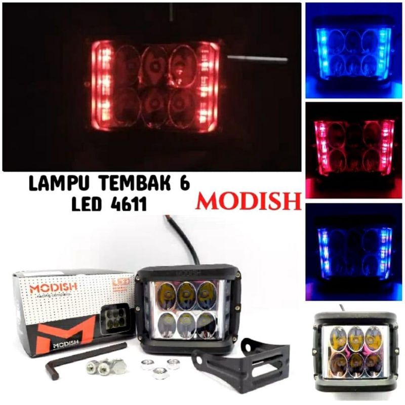 lampu tembak led cwl 6 mata plus led samping kedip flash