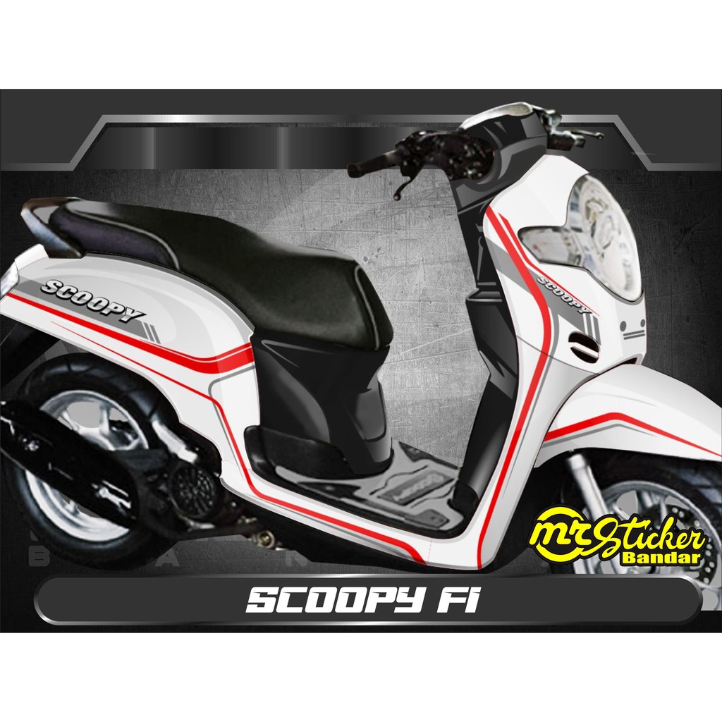 Decal Sticker Scoopy Fi Full Body Putih Strip Simpel