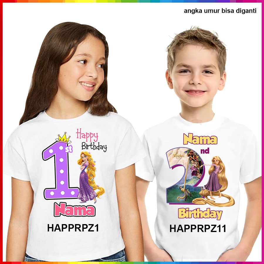 Baju Kaos ANAK DAN DEWASA RAPUNZEL COUPLE (FREE NAMA)