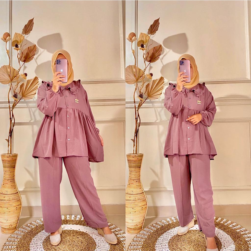 one set wanita / baju setelan kekinian/ setelan wanita crinkle  /One set rayon crinkle ld120 / setelan rayon Jumbo / Setelan Wanita / One set Jumbo / setelan wanita kekinian