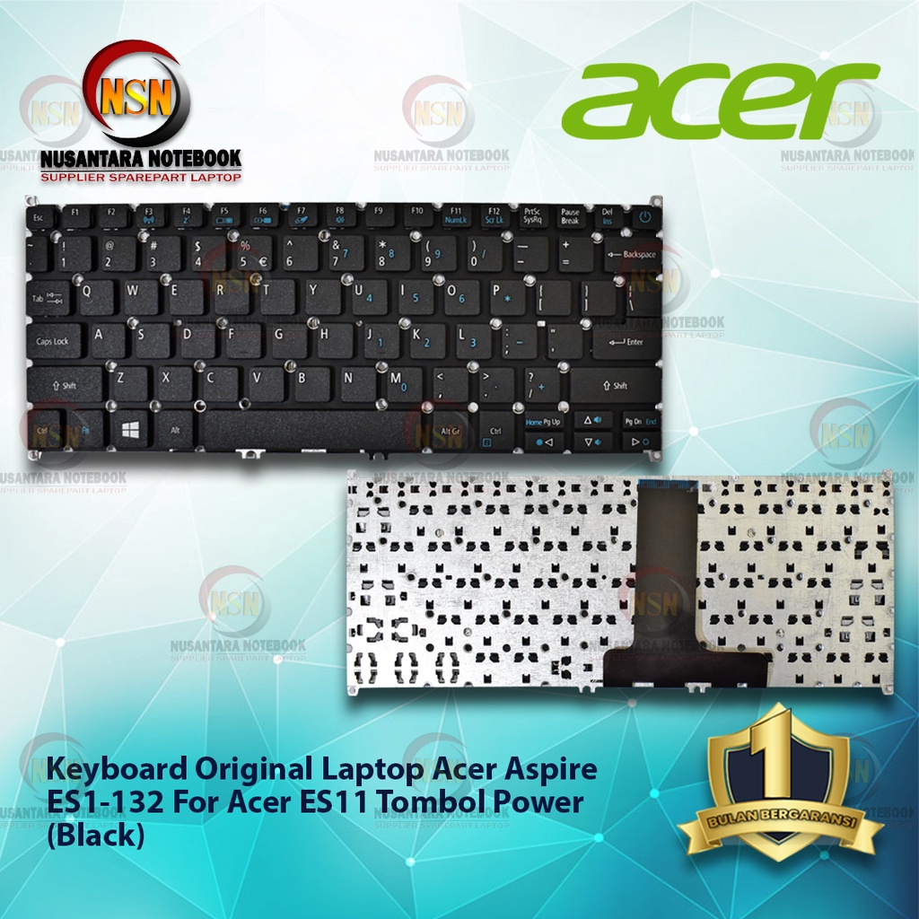 Keyboard Acer Aspire ES1-132 for Laptop ES11 Hitam Black Tombol Power