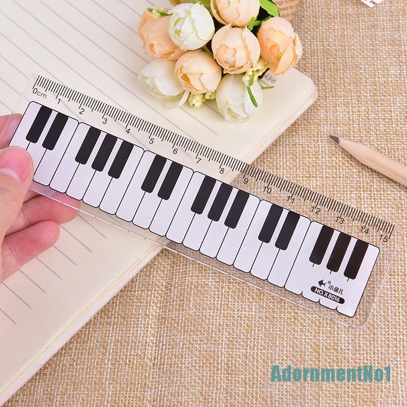 (AdornmentNo1) Penggaris Keyboard Piano 15cm 6in Warna Hitam + Putih