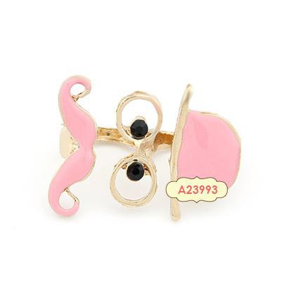 LRC Cincin Korean persoanlity fashion moustache double finger charm rings