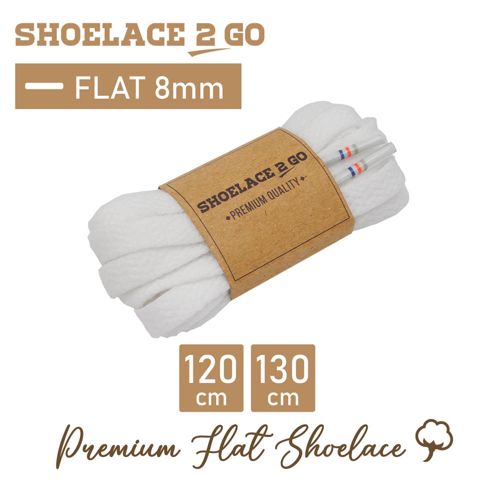 SHOELACE 2 GO PREMIUM TALI SEPATU GEPENG PIPIH FLAT A5 - WHITE