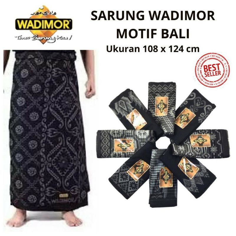 Sarung WADIMOR hitam putih polos (sarung Wadimor dewasa original )wadimor songket/wadimor motif Bali/wadimor terbaru/wadimor batik