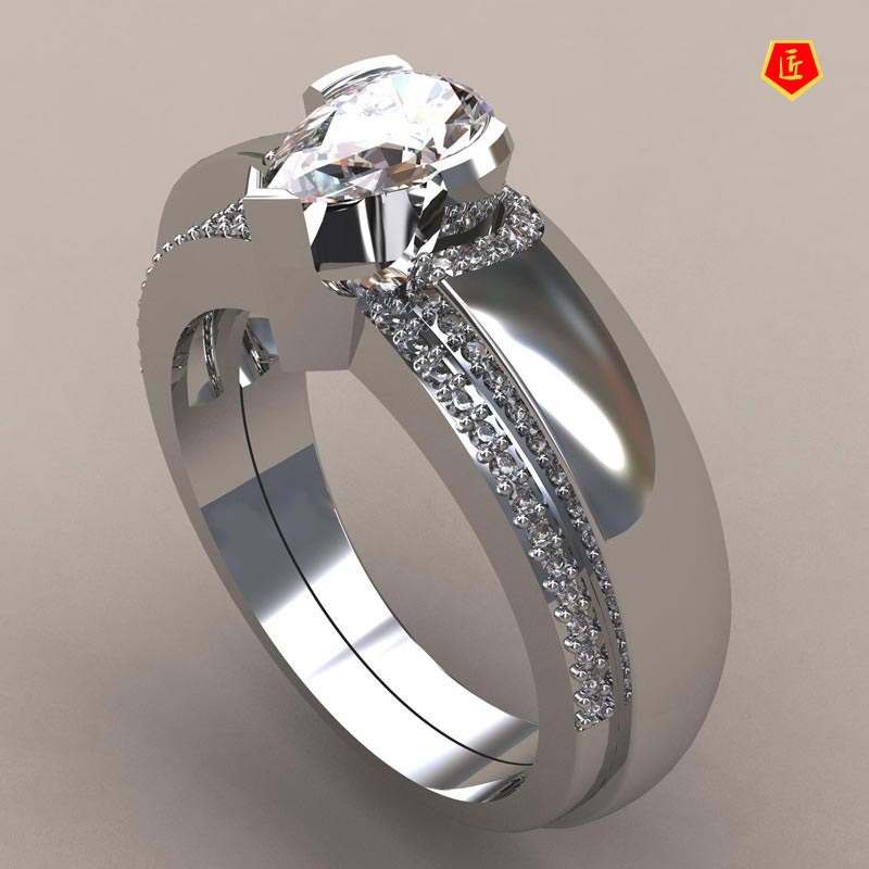 [Ready Stock]Creative Fashion Diamond Ring Set