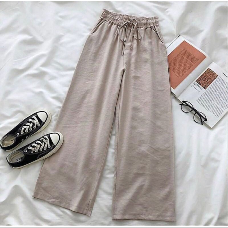 CELANA WANITA JUMBO - KULOT ARMANY PANTS LINEN PINGGANG KARET -  BAWAHAN WANITA KOREAN STYLE &lt;