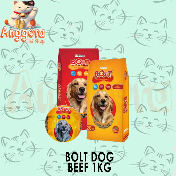 Bolt Dog Makanan Anjing kering rasa Beef &amp; Lamb 1kg All Varian