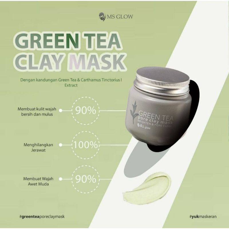 Green tea clay mask msglow masker wajah original bisa cod