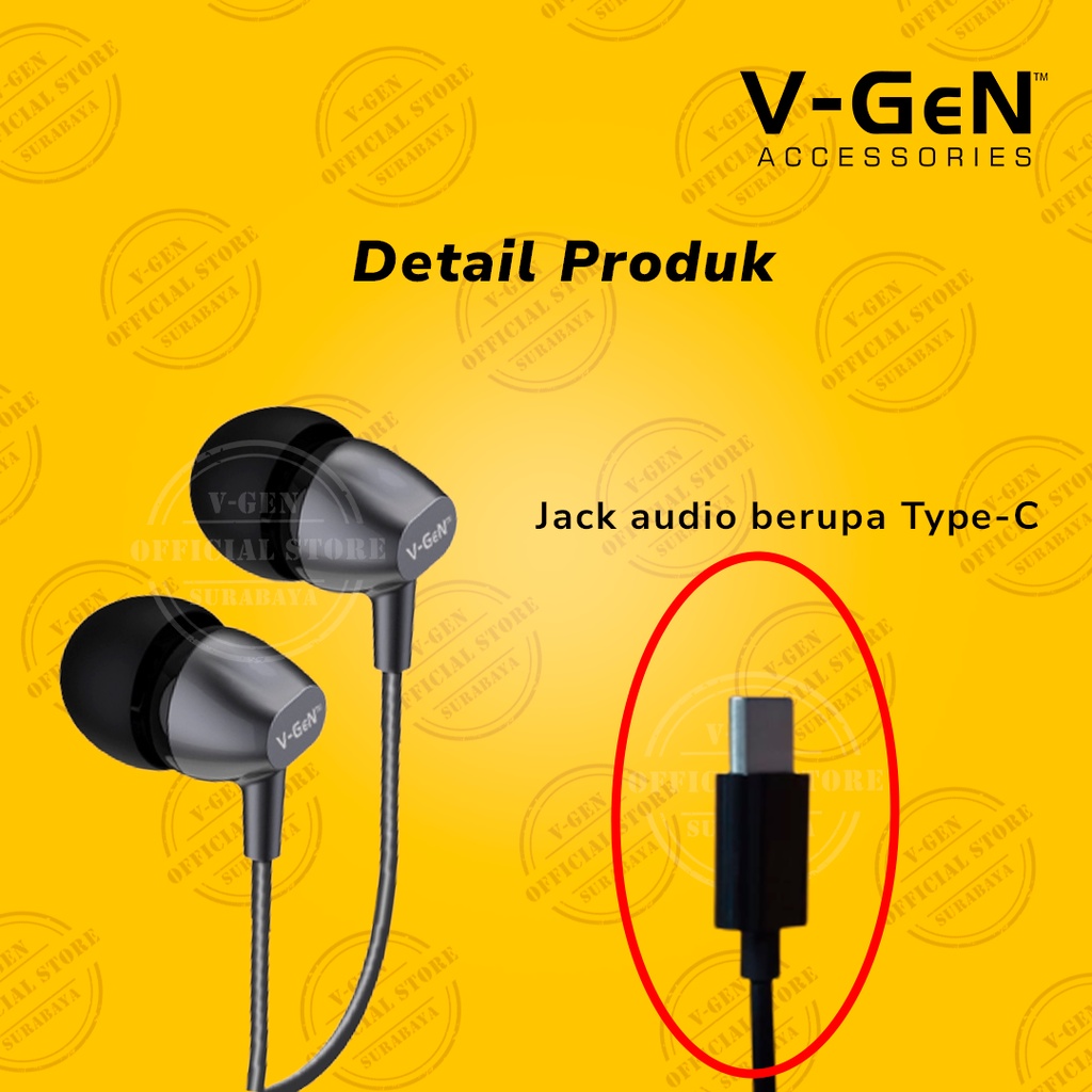 Earphone V-GeN VEP1-26 Wired Earphone Type C Deep Bass Stereo