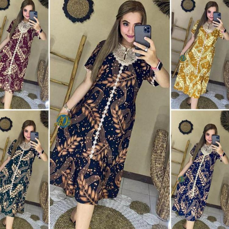 "Cm31au22в" Daster Kekinian Arab Motif Daun Melody New | Resleting Depan Busui Friendly