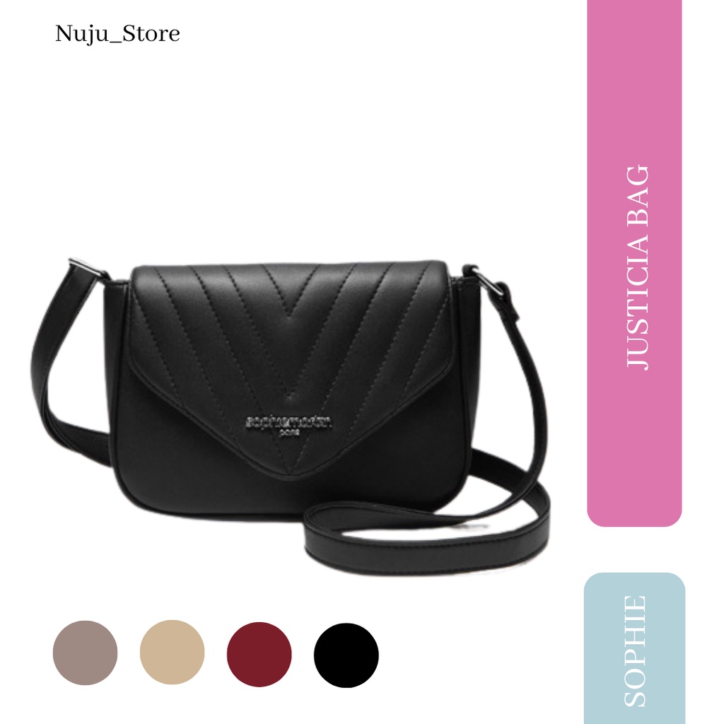 *Nuju_Store* FK JUSTICIA BAG HITAM GREY RED CREAM SOPHIE MARTIN IMPORT TAS SLEMPANG WANITA TAS KULIA