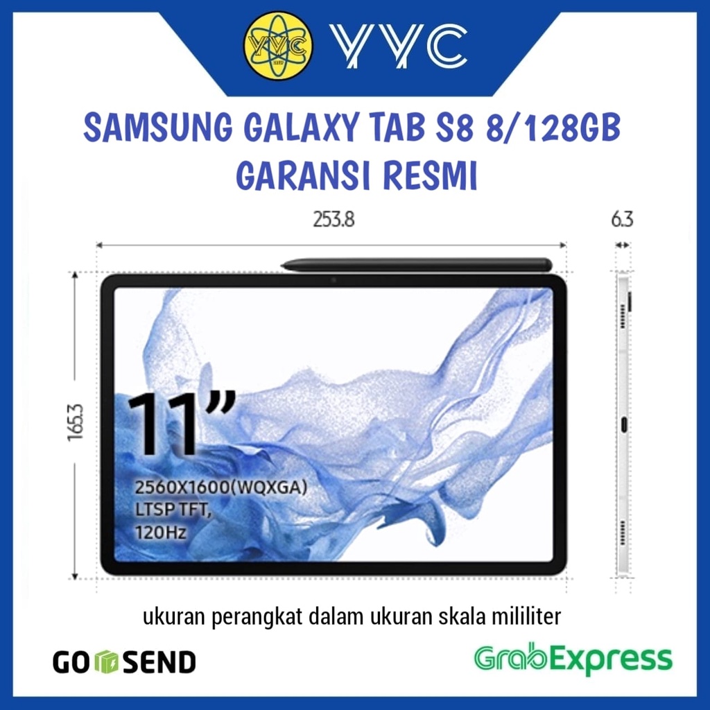 Tablet / Samsung Galaxy Tab S8 Ram 8/128GB [ RAM 8 ROM 128GB ] 11inch Garansi Resmi