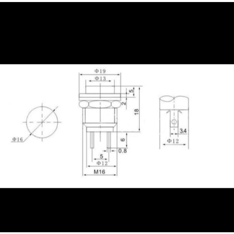 Tombol Push On Besar / Saklar Push On Bulat Besar 16mm