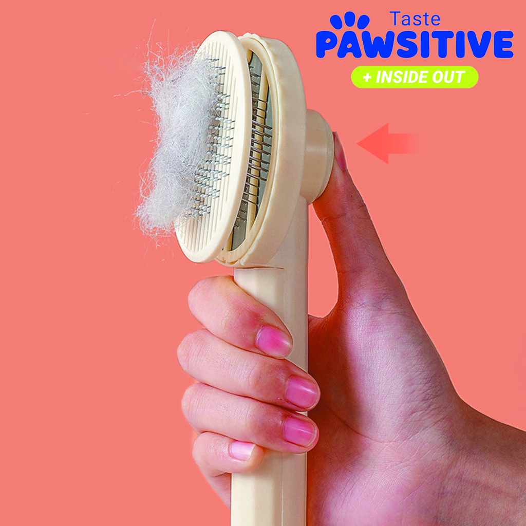 Sisir Grooming Press Kucing Anjing | Hair Pet Brush With Button | Sisir Kucing Anjing Self Cleaning Grooming Brush