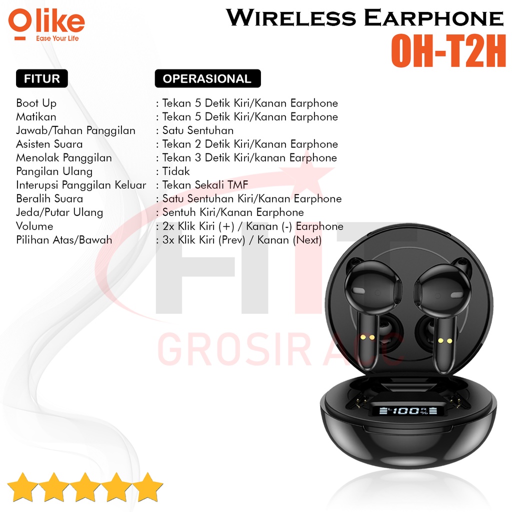 Olike Hero-T TWS Bluetooth 5.1 Earphone Ultra HD Audio Headset OH-T2H