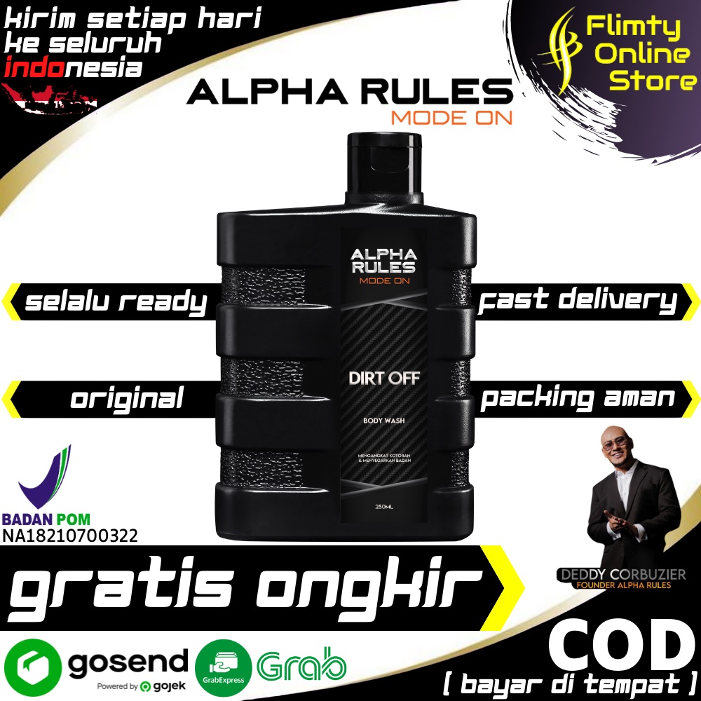 Alpha Rules Dirt Off Body Wash 250ml sabun mandi cair pria alpharules original