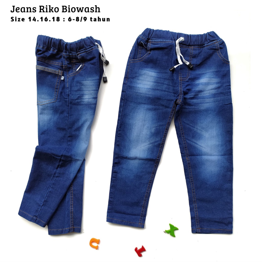 RIKO Celana Jeans Jins Panjang Anak Laki Cowok Usia 6 7 8 9 Tahun