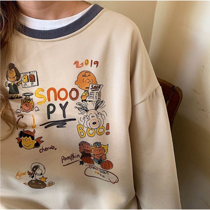 Sweater SNOOPY Sweatshirt | Korean Style Sweatshirt | Sweater Oversize Wanita | Bahan Fleece Tebal