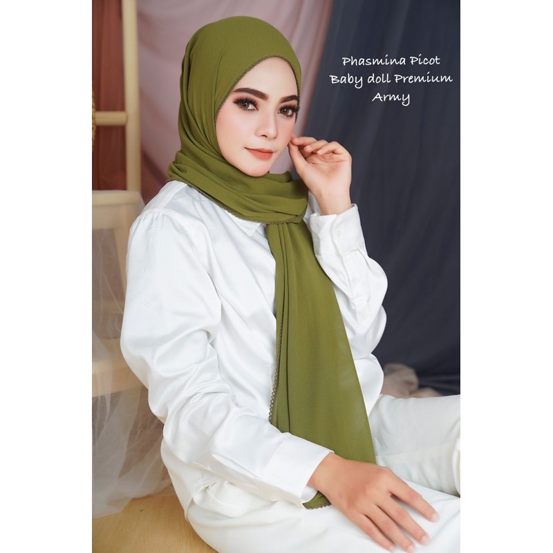 Pashmina Picot/Crocet/Eyelash Ceruty Baby Doll Premium