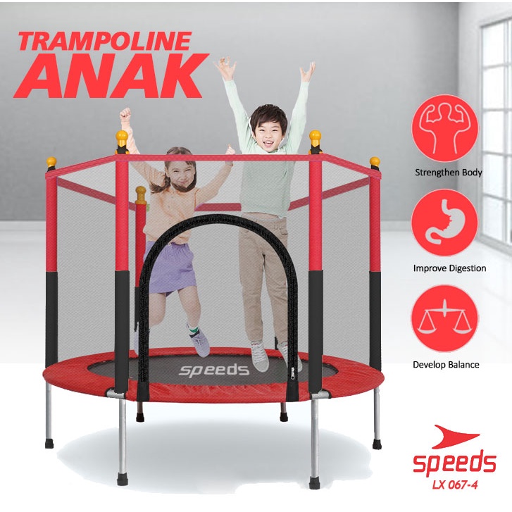 SPEEDS Trampolin mainan anak Lompat Trampolin Jump Matras Fitness 067-4