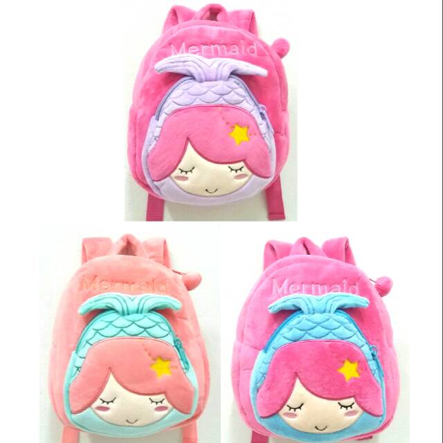 Tas ransel boneka mermaid ikan animal L ransel anak sekolah tk paud sd pretty minnie kiqtty