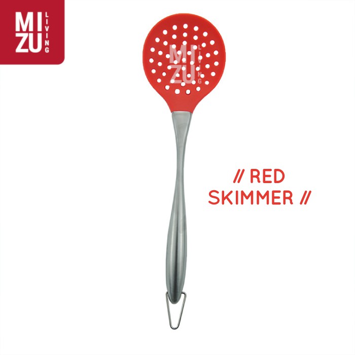 SILIRON Silicone Spatula Kitchen Set Sutil Gagang Stainless Steel Handle BPA-FREE-RED SKIMMER