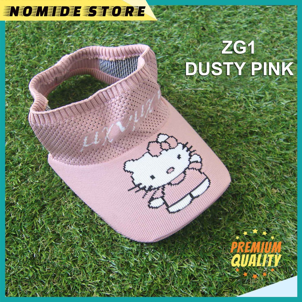 Topi Rajut Anak Visor Pantai Sunshade Motif Kartun Doraemon ANTI UV Topi Lucu Anak Laki Perempuan ZH-ZG1-DUSTY PINK
