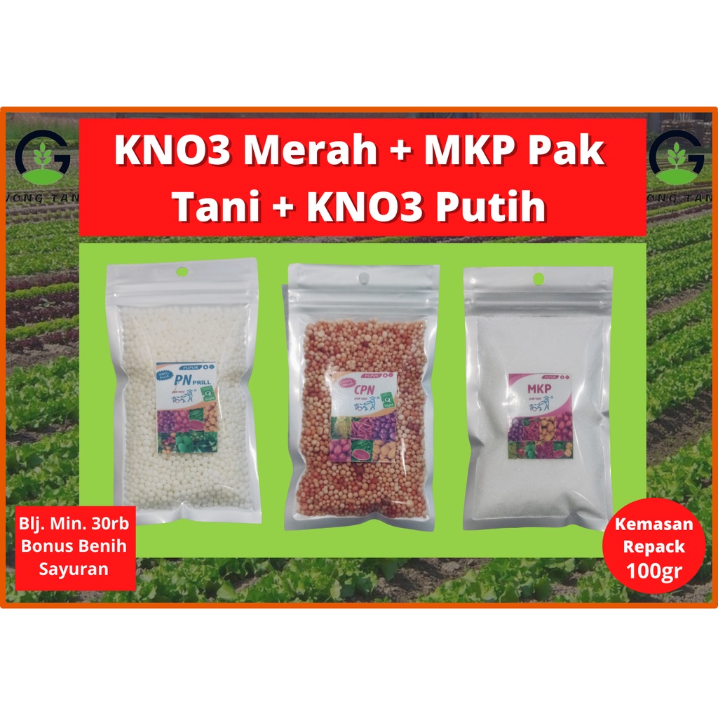 Pupuk CPN KNO3 Merah MKP Pak Tani KNO3 Putih Pn Prill Repack 100gram Dari Kemasan ORI