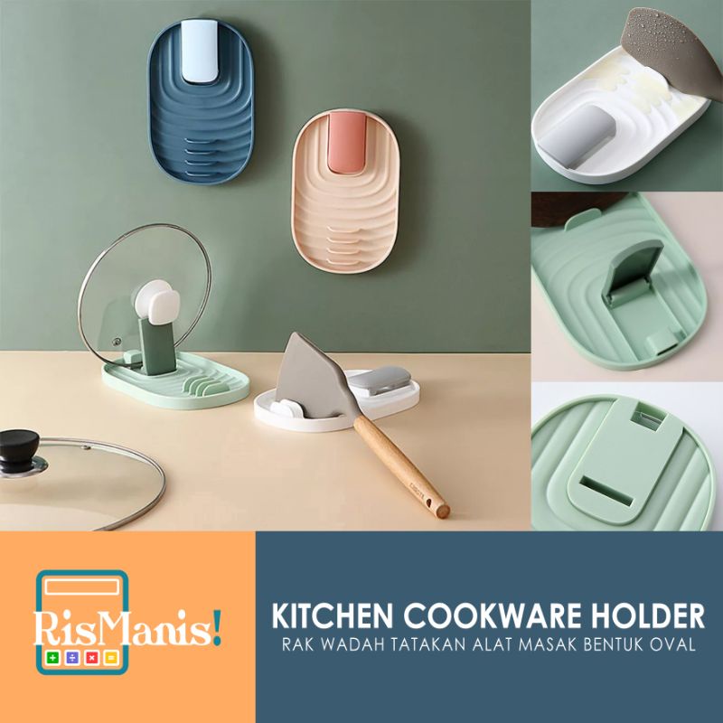 KITCHEN COOKWARE HOLDER Rak Oval Tatakan Alat Masak Wadah Peralatan Dapur Spatula Sutil Tutup Panci