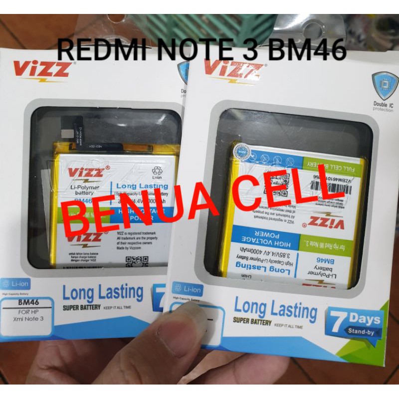 BATRE BATEREI BATERAI VIZZ DOBEL POWER XIAOMI REDMI NOTE 3 BM46