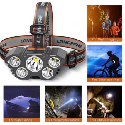 Senter Kepala Led Jarak Jauh Anti Air Senter Led Super Terang Senter Headlamp Headlamp L-T21 5 Led