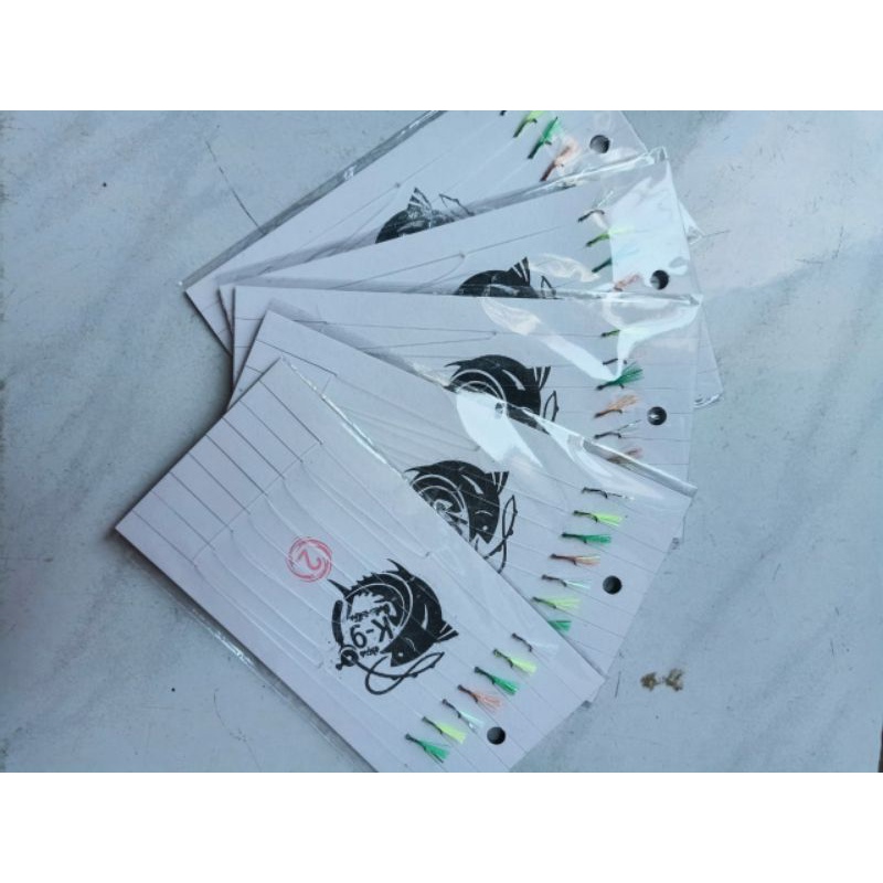 kotrek pancing bundling 5set kotrekan pancingan rangkaian 7 kail no 2