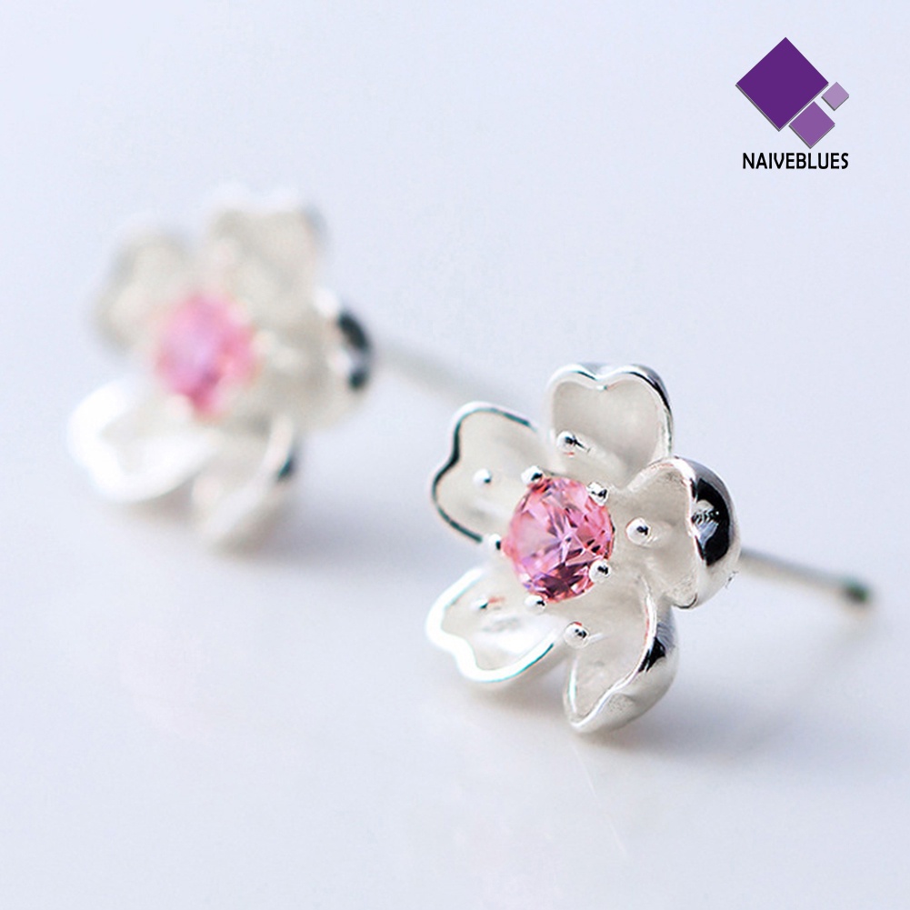 Anting Stud Desain Bunga Sakura Gaya Elegan Untuk Pesta