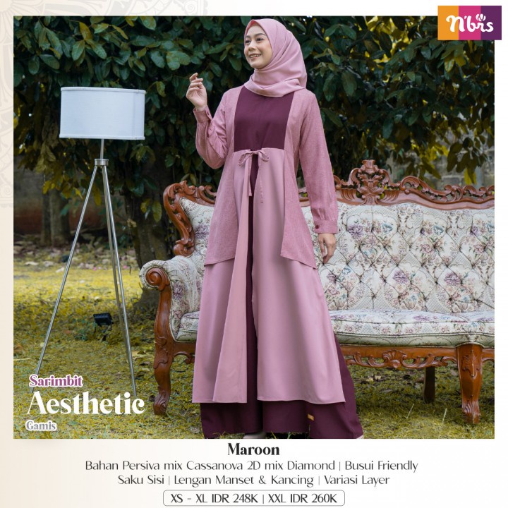 GAMIS IBU AESTHETIC MAROON SARIMBIT NIBRAS TERBARU 2022 DRESS BAJU BUSANA MUSLIM WANITA DEWASA BAHAN KATUN WARNA DUSTY PINK MAROON JUMBO SIZE L XL XXL LD 100 110 120 SERAGAM PENGAJIAN KELUARGA KONDANGAN LEBARAN RAMADHAN COD BEST SELLER