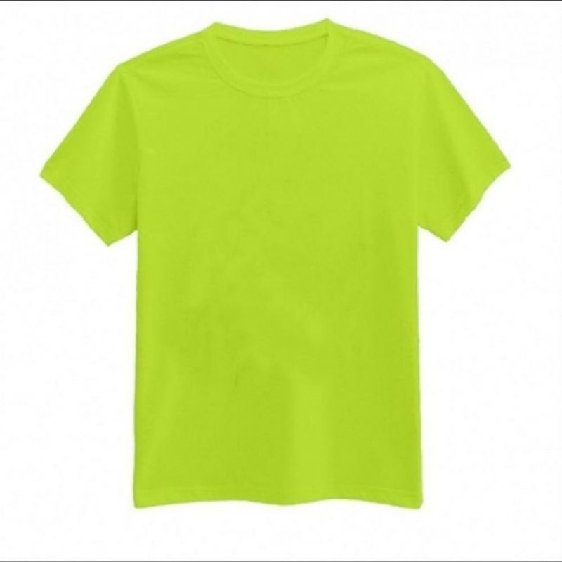 kaos polos hijau stabilo pria
