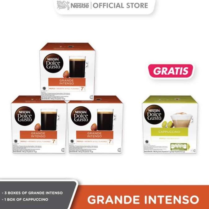 

3 Box Nescafe Dolce Gusto Grande Intenso Kopi Free 1 Box Cappuccino