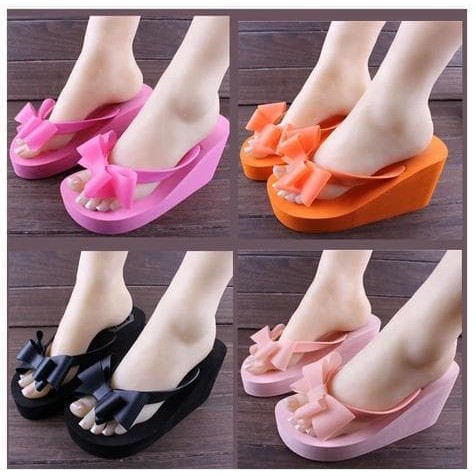 Sepatu Wedges Import Wanita Hak Dalam 9 Cm Sofiya 1187-7 Edged 3087BS Sandal Jepit Motif Colorful So