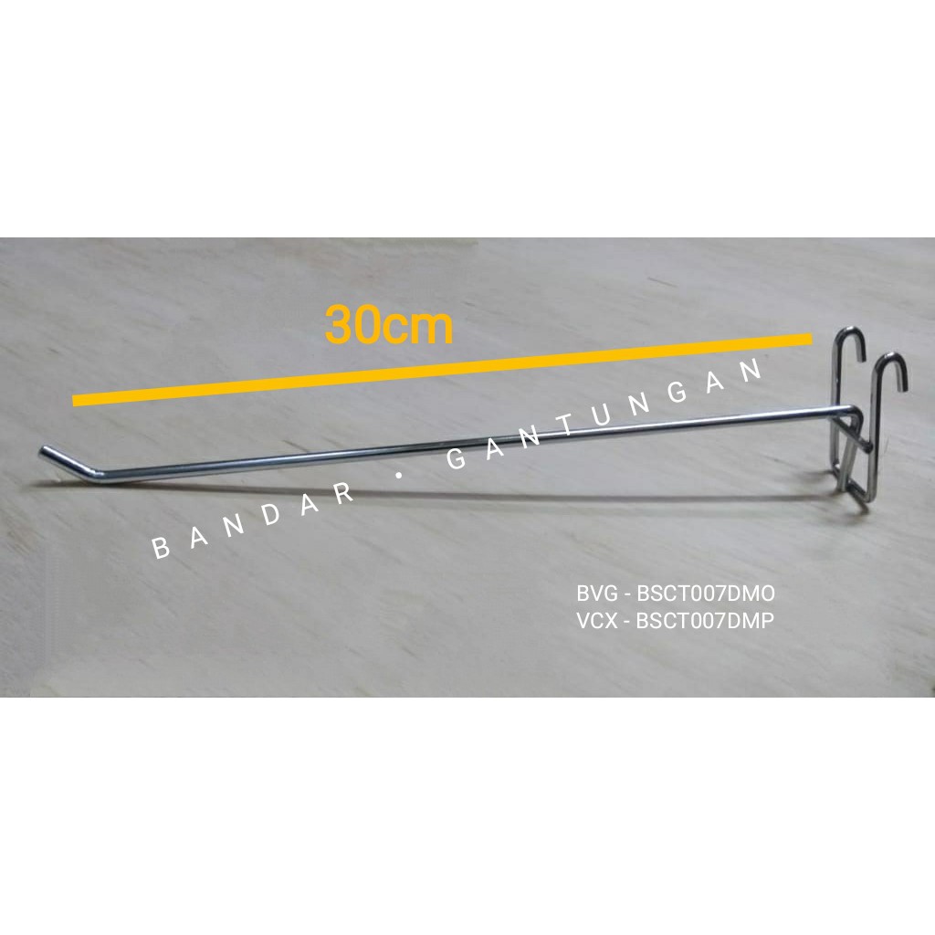 Cantelam Ram STANDAR Stik Hook Single Hook Ram 10 Cm 15 Cm 20 Cm 25 Cm  30 Cm Display Besi Gantungan Aksesoris / Cantelan Ram Besi Croom 3mm - BH