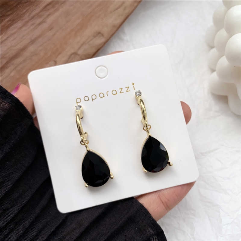 COD Hotel Del Luna IU S925 Silver Advanced Black Crystal Pearl Pendant Earrings Anting