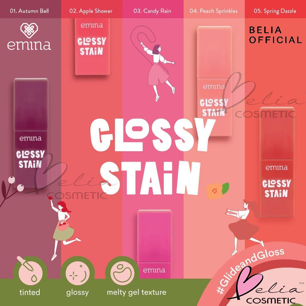 ❤ BELIA ❤ EMINA Glossy Stain 3g | Lip tint gel finishing glossy