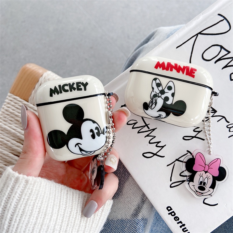 Case TPU Motif Kartun Mickey Minnie Mouse Cover Compatible Untuk Airpods1 2 3 Pro Wireless Bluetooth