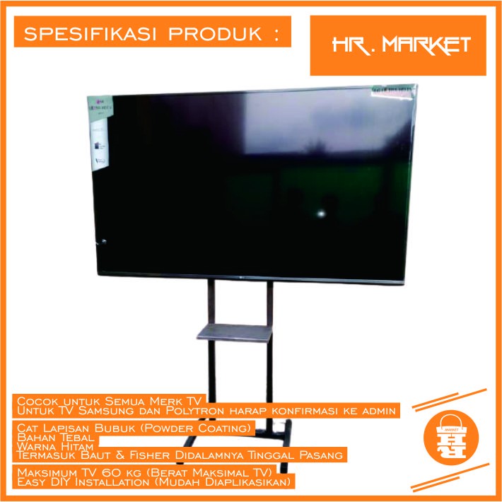 Bracket TV Standing 32 55 50 43 42 40 24 65 60 17 14 Inch Dijamin Cocok LED LCD Plasma 14 - 60 In Universal Breket TV Briket TV Braket TV Standing TV Stand TV Kaki TV Gantungan TV Tembok Tempelan TV Dinding HR1 Holo Roda