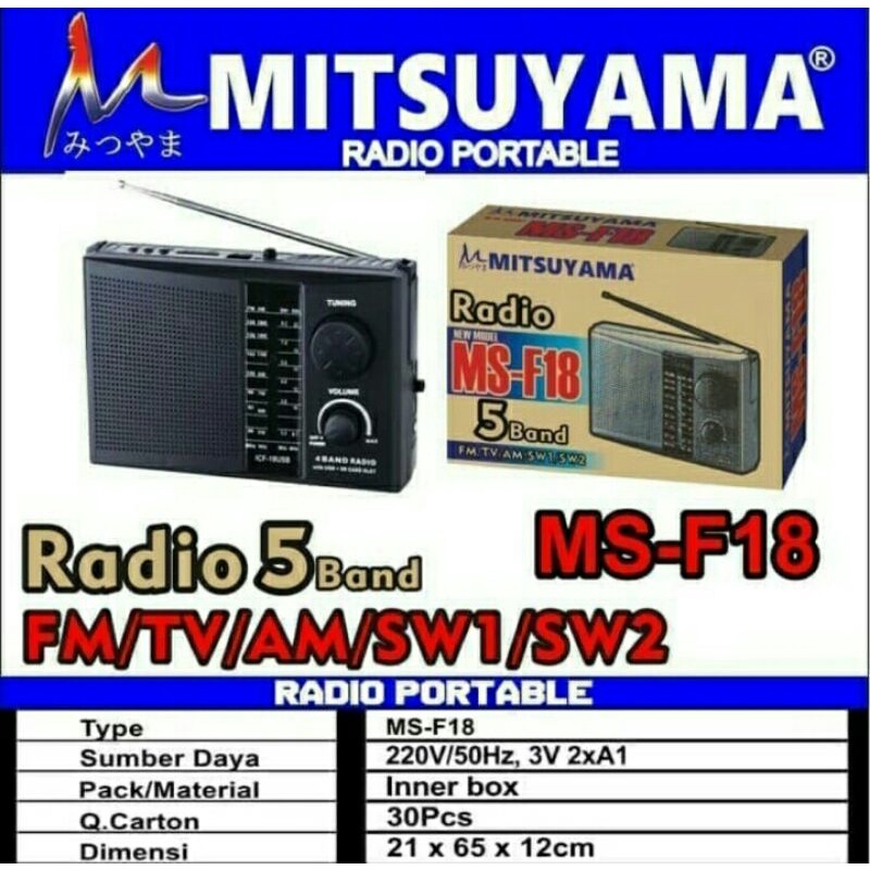 Cod Bayar ditempat Radio Mitsuyama F-18//Radio Portable Internasional Am//FM//SW//Ac