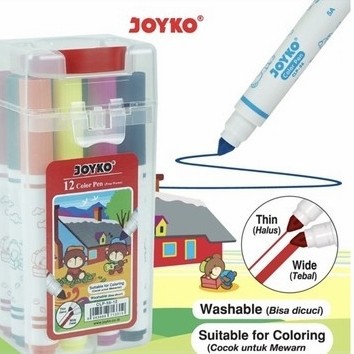 

Spidol Warna Color Pen Marker Joyko CLP-56-12 Washable 12 Warna