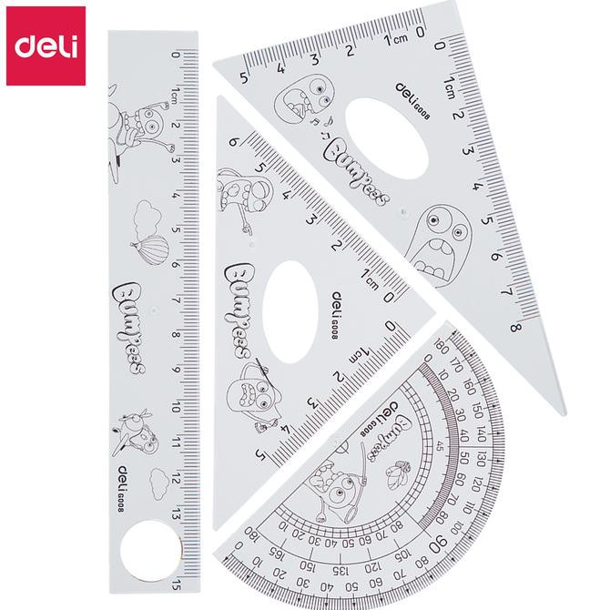 

Deli EG00803 Penggaris Set-Drafting Set 4pcs 15cm 3 Patterns OBRAL